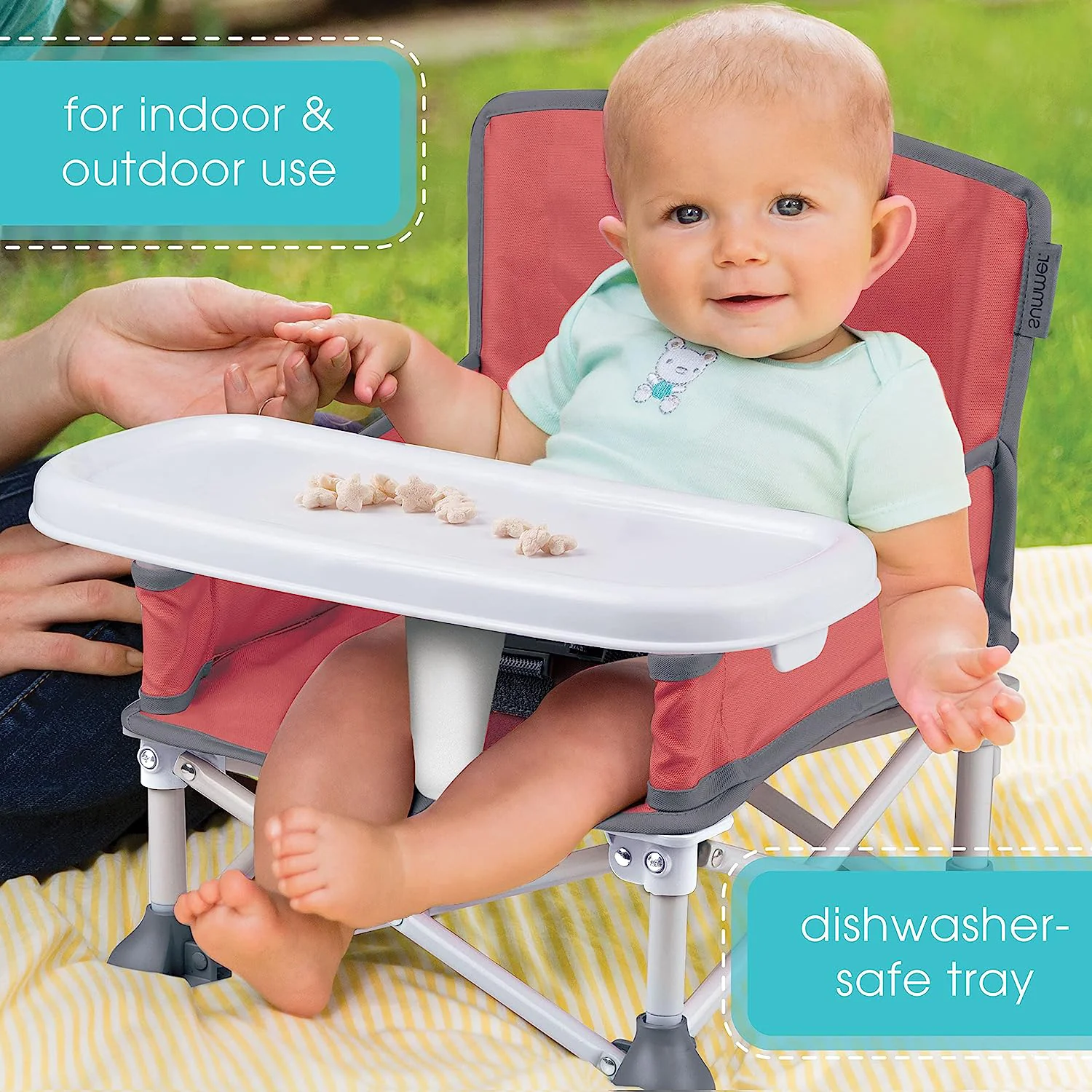 N Sit Tragbarer Sitzerhöhungsstuhl, Grau – Sitzerhöhung für den Innen-/Außenbereich – schnell, einfach und kompakt zusammenklappbar