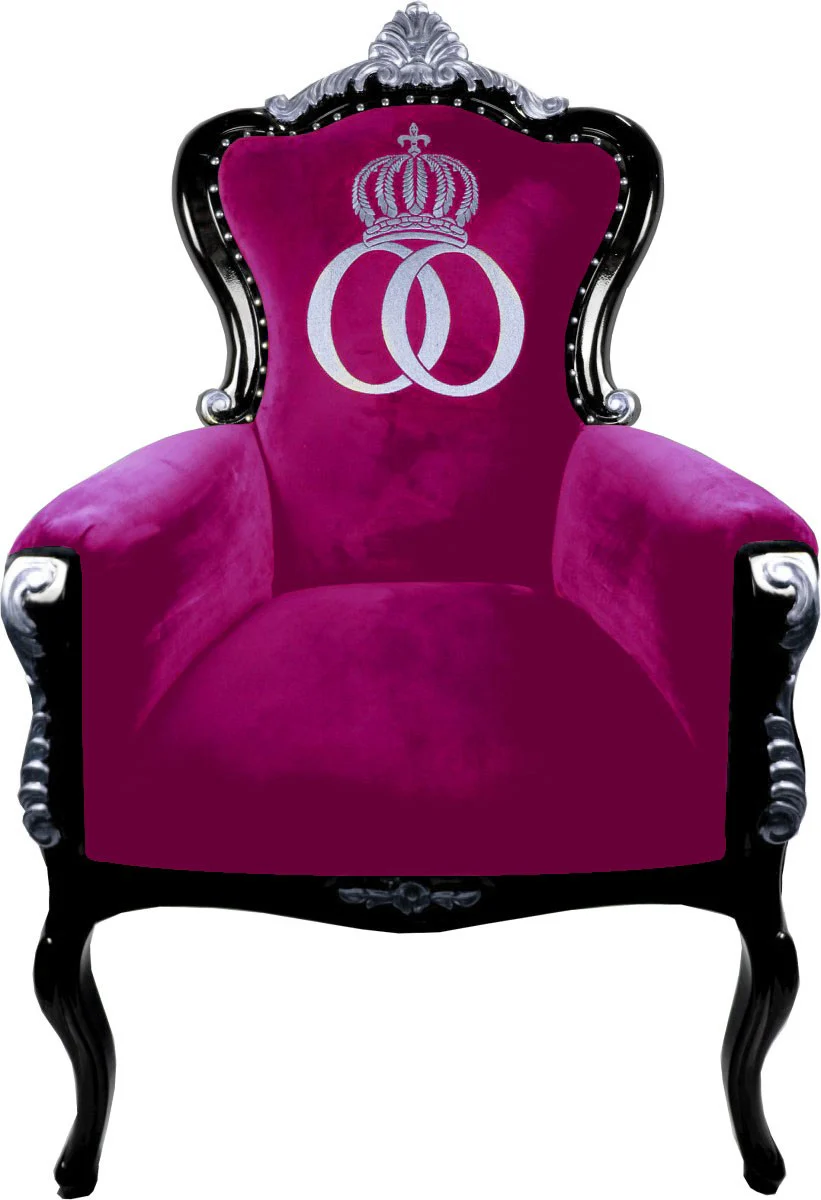 Pompöös by Luxury Baroque Armchair Bergere Pink / Black / Silver - Pompööser Baroque Armchair designed by Harald Glööckler