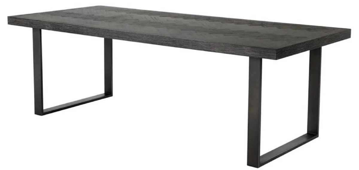 Luxury dining table with oak veneer table top black / bronze 230 x 100 x H. 75.5 cm - luxury dining room furniture