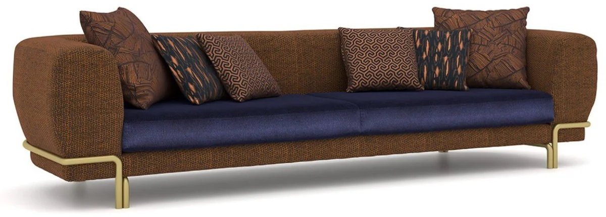 Luxury sofa brown / purple / brass 300 x 100 x H. 75 cm - living room sofa - hotel sofa - living room furniture - hotel furniture - luxury furniture - luxury furnishings