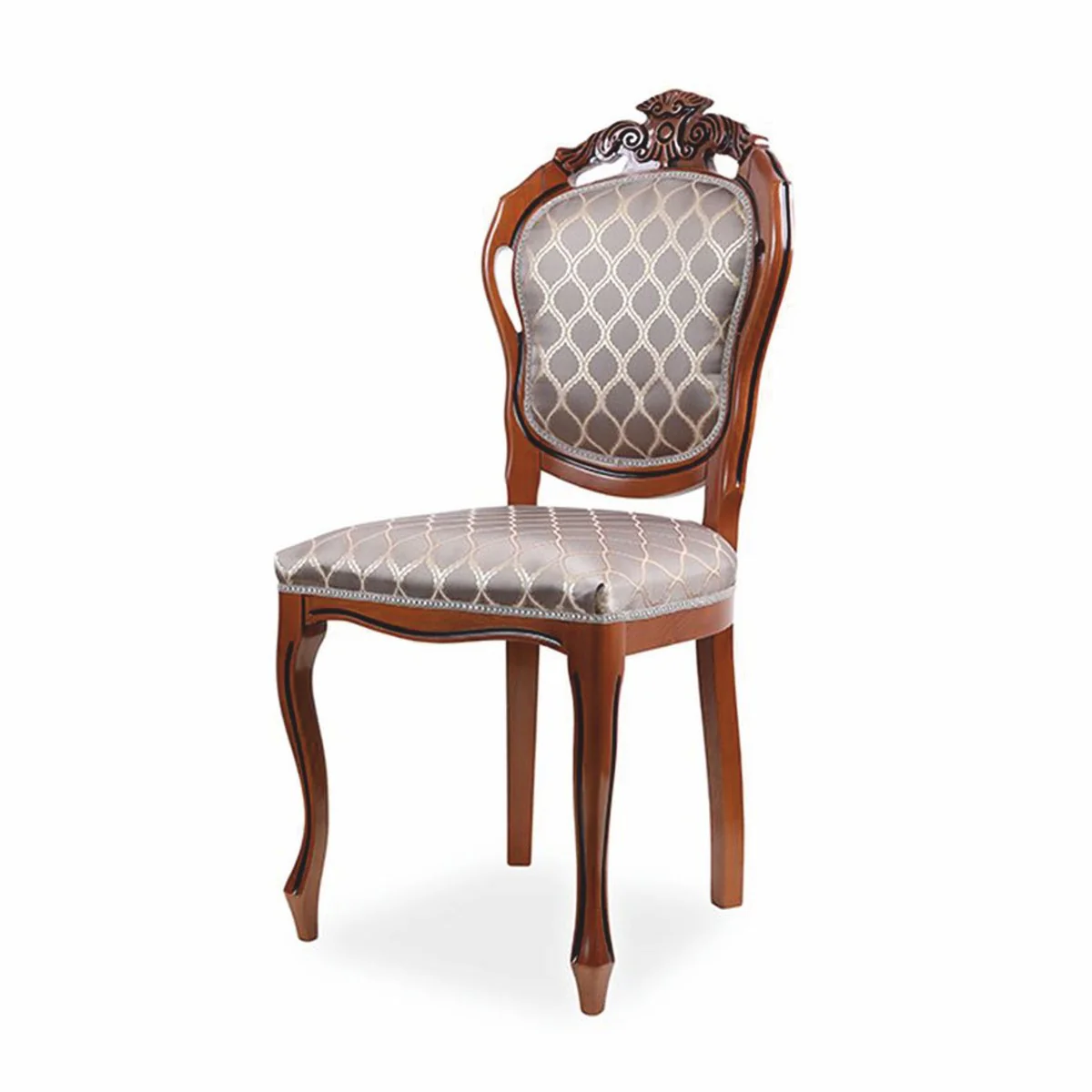 Luxury baroque dining room chair set of 6 with pattern gray / brown H. 102 cm