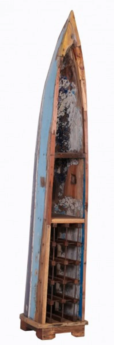 Vintage wine rack cabinet boat - 100% recycled reclaimed wood
