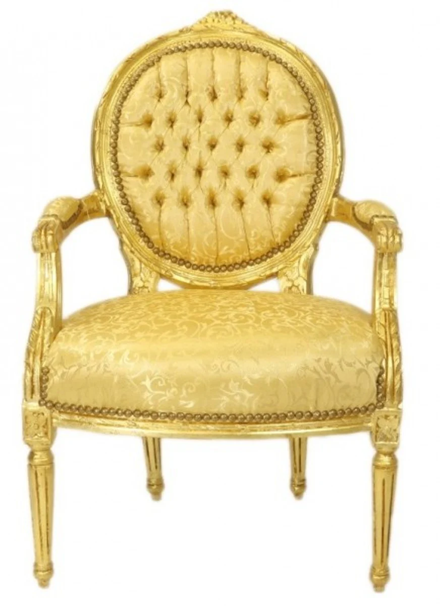 Baroque Medallion Salon Chair Gold Pattern / Gold - Furniture Antique Style