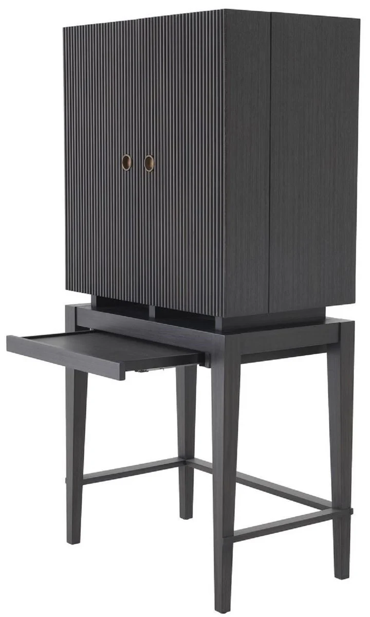 Luxury wine cabinet anthracite gray / bronze 82.5 x 51 x H. 168 cm - mahogany bar cabinet with 2 doors - bar furniture - luxury quality