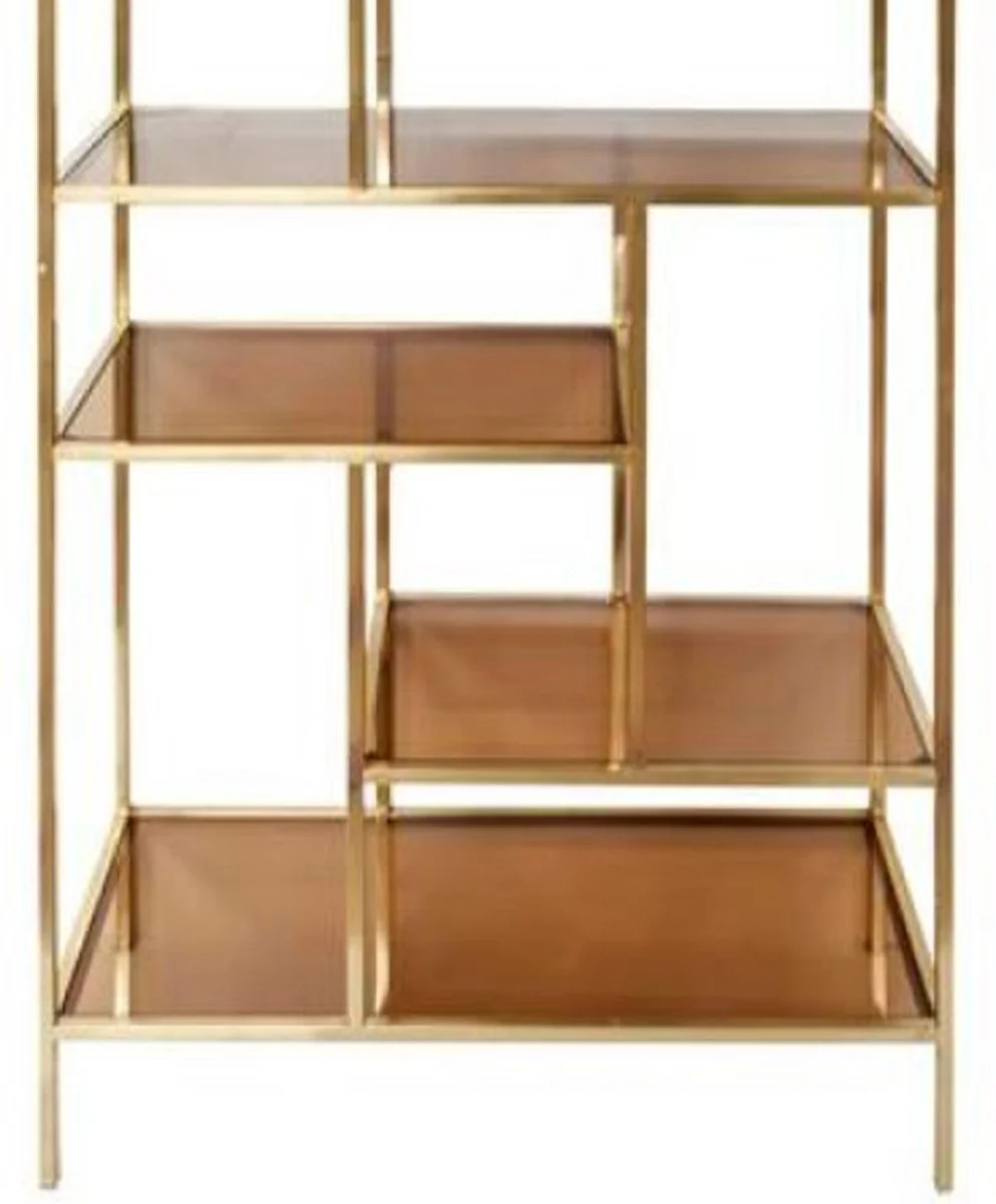 Luxury shelf cabinet gold / brown 80 x 35 x H. 180 cm - living room cabinet - bookcase