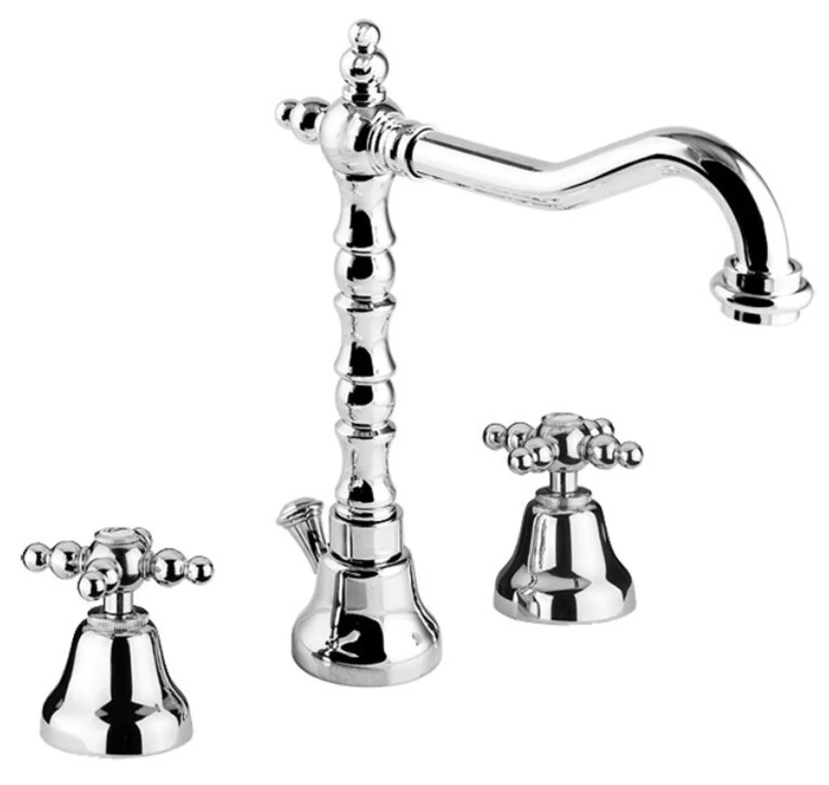 Art Nouveau retro three-hole basin mixer silver - luxury bathroom basin mixer