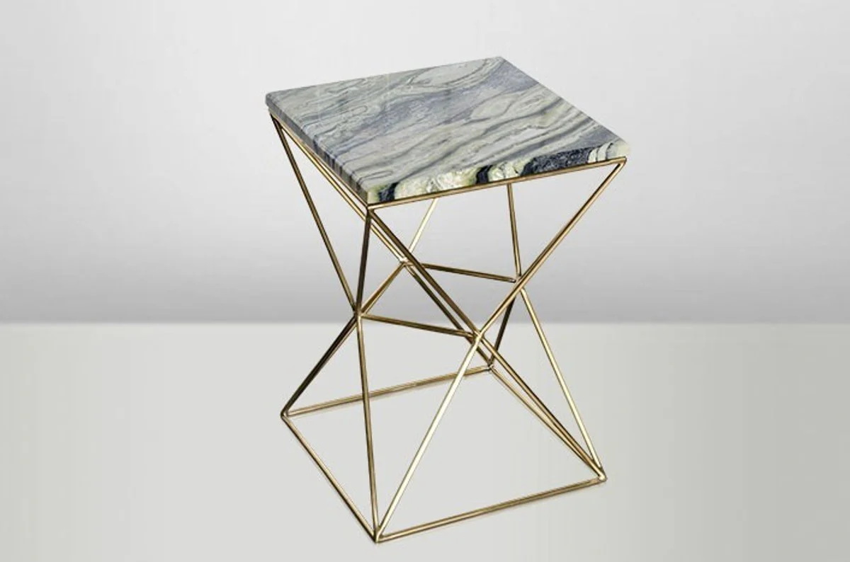 Art Deco side table gold metal / marble 35 x 35 cm - Art Nouveau table - furniture flower table
