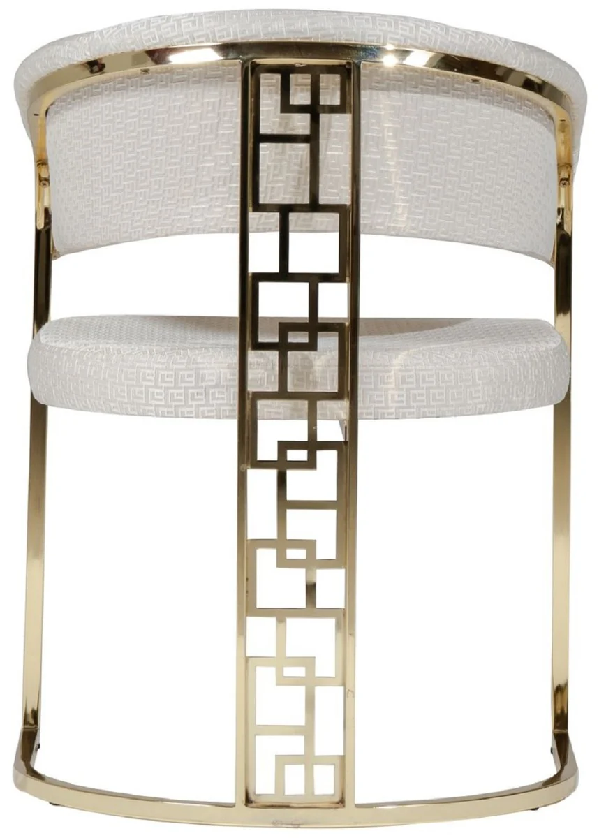 Luxury dining room chair set of 6 with armrests white / gold H. 83 cm