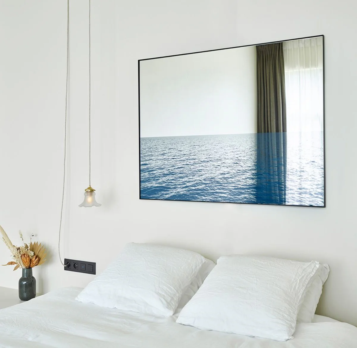 Luxury wall mirror sea blue / black 120 x 2 x H. 90 cm - Rectangular mirror with metal frame - Luxury furniture