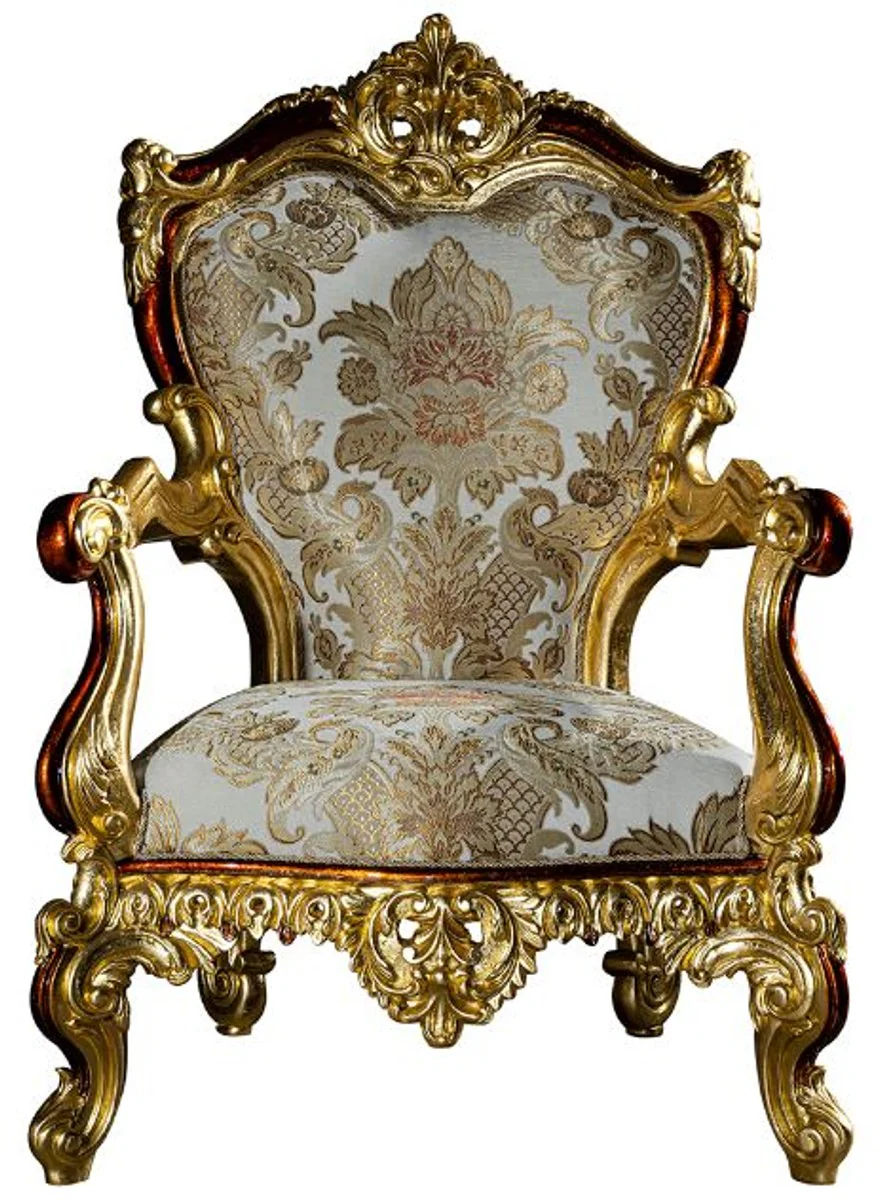 Luxury Baroque Living Room Set Gray / Red / Gold - 2 Sofas & 2 Armchairs & 1 Coffee Table - Living Room Furniture in Baroque Style - Noble & Magnificent