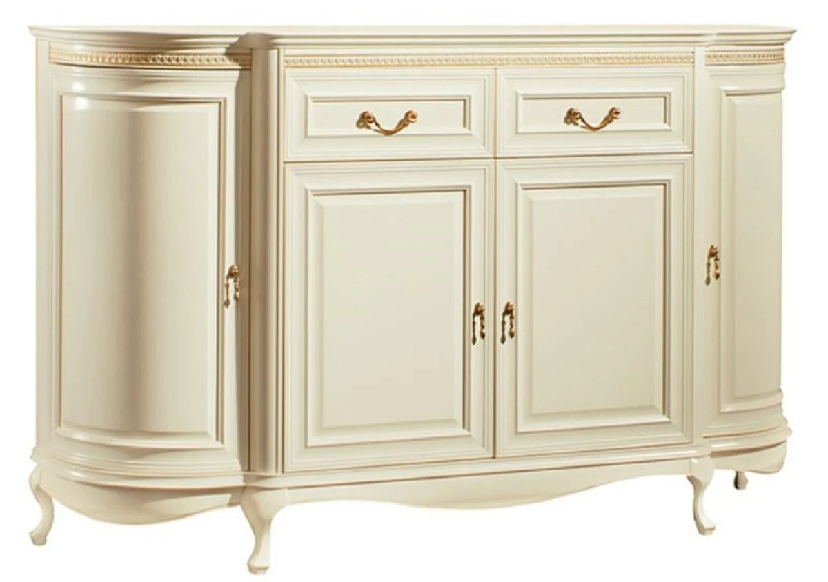 Luxury baroque chest of drawers cream / gold 168.9 x 46.7 x H. 105 cm - magnificent chest of drawers with 4 doors and 2 drawers - luxury quality