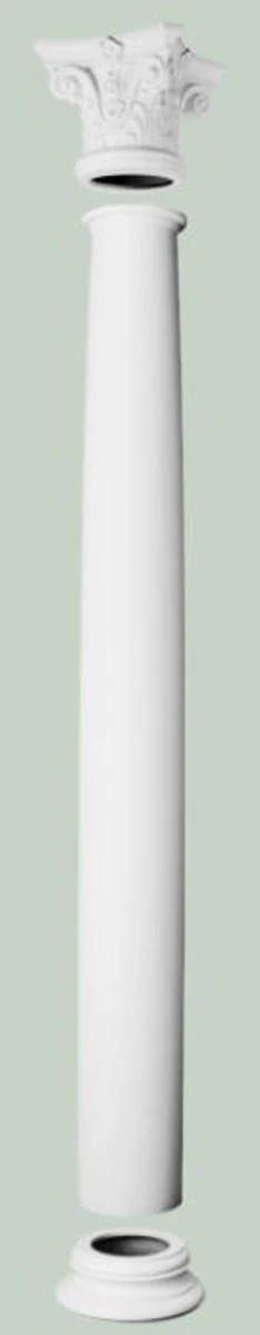 Baroque decorative element wall decoration column white Ø 22 x H. 202 cm - round decorative column in baroque style