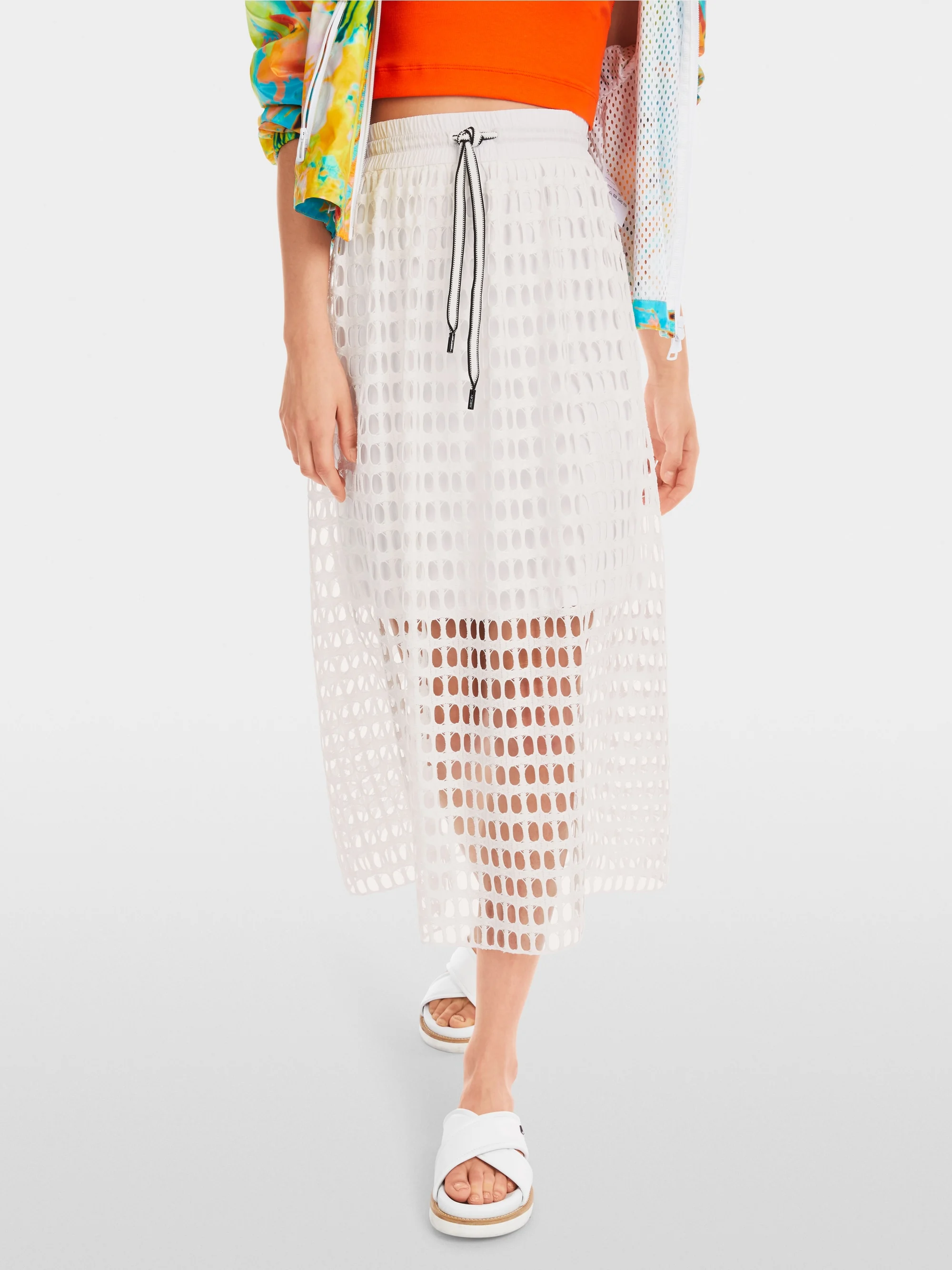 Marc-Cain Airy skirt made of openwork mesh knit