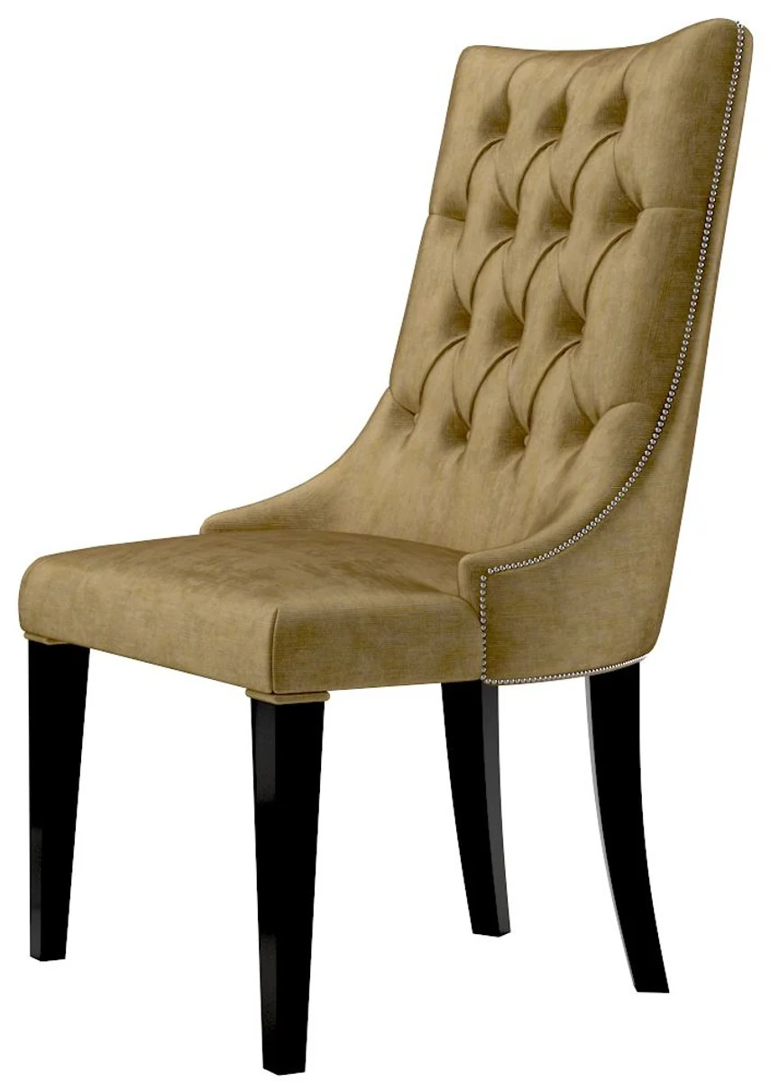 Luxury Baroque dining room chair set gold / black / silver 54 x 55 x H. 110 cm - Noble kitchen chairs with velvet fabric - Baroque chairs set of 6 - Dining room furniture