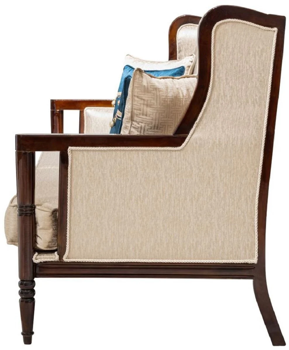 Luxury baroque sofa beige / dark brown 230 cm