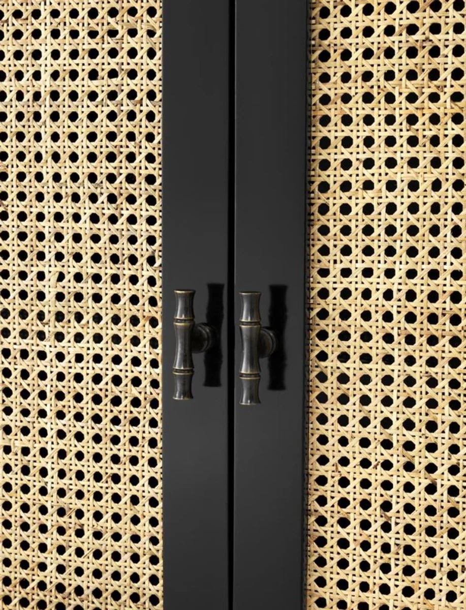 Luxury chest of drawers black / natural colors 200 x 56 x H. 92.5 cm - Limited Edition