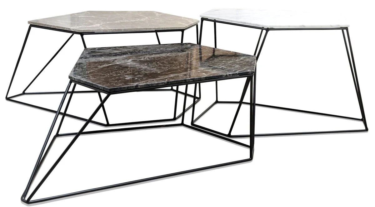 Designer coffee table set white / gray / black - luxury living room furniture