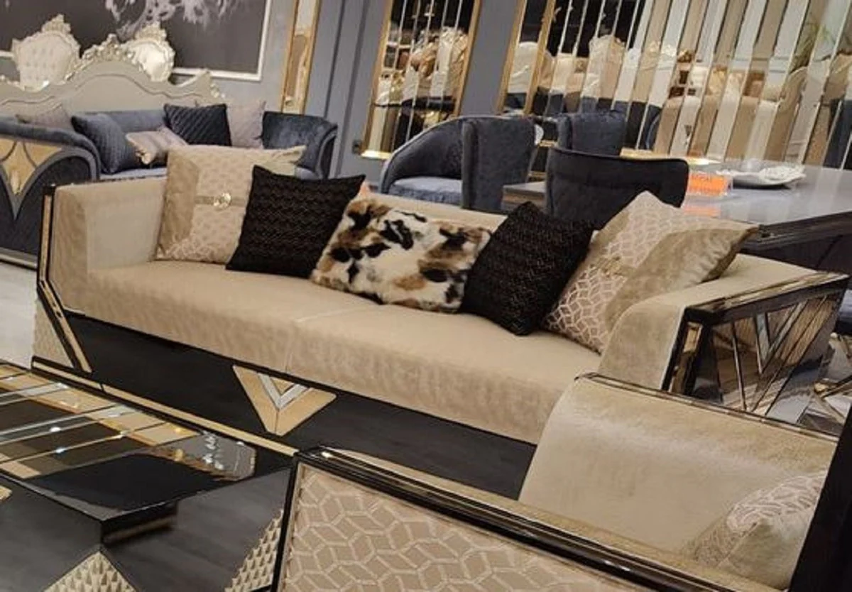 Luxury 3 seater sofa gold / black - living room sofa - hotel sofa - living room furniture - hotel furniture - luxury furniture - living room furnishings - luxury furnishings