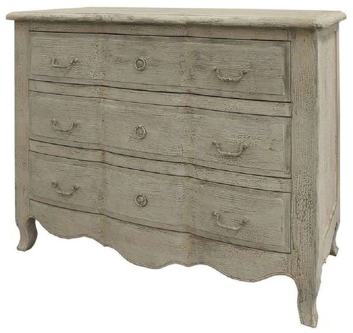 Luxury country house style solid wood chest of drawers with 3 drawers gray - handmade country house style furniture - luxury collection