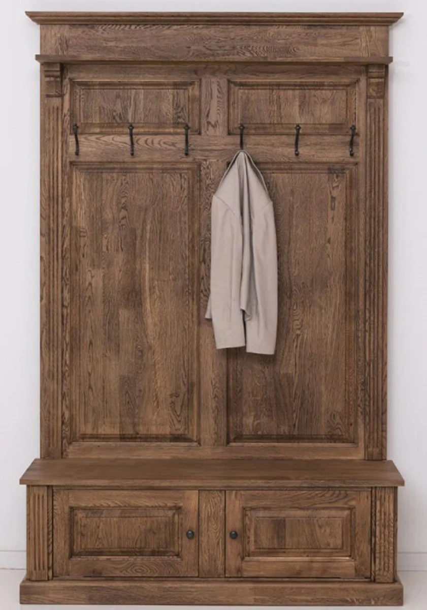 Country house style solid wood wardrobe dark brown 140 x 41 x H. 210 cm - wall wardrobe - hallway cabinet - hallway furniture - wardrobe furniture - country house style furniture