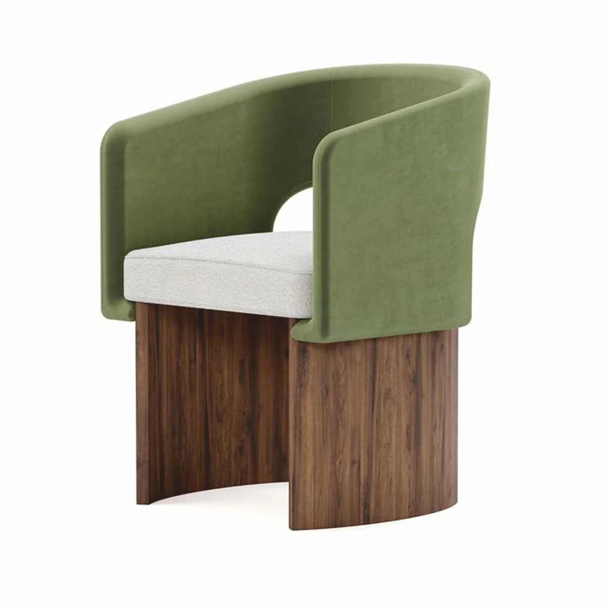 Luxus Esszimmer Stuhl mit Armlehnen Grün / Weiß / Braun - Premium Qualität