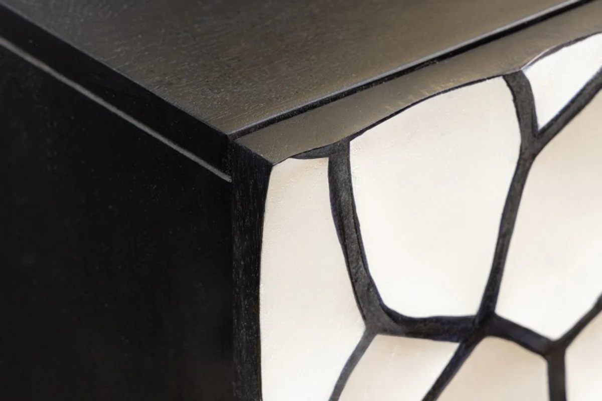 Sideboard in 3D optik Schwarz / Weiß / Gold - Moderne Massivholz Möbel