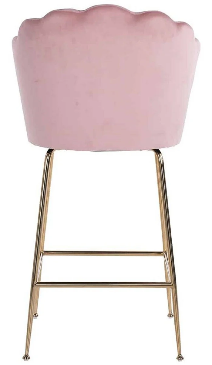Luxury bar chair pink / gold 51 x 61 x H. 113 cm - Padded bar stool with elegant velvet fabric and stainless steel legs - Luxury bar furniture