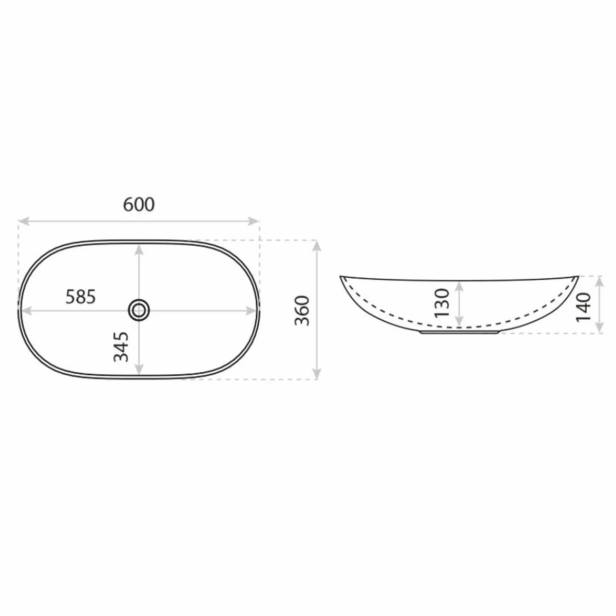Luxury washbasin bowl white / gold 60 cm - bathroom accessories