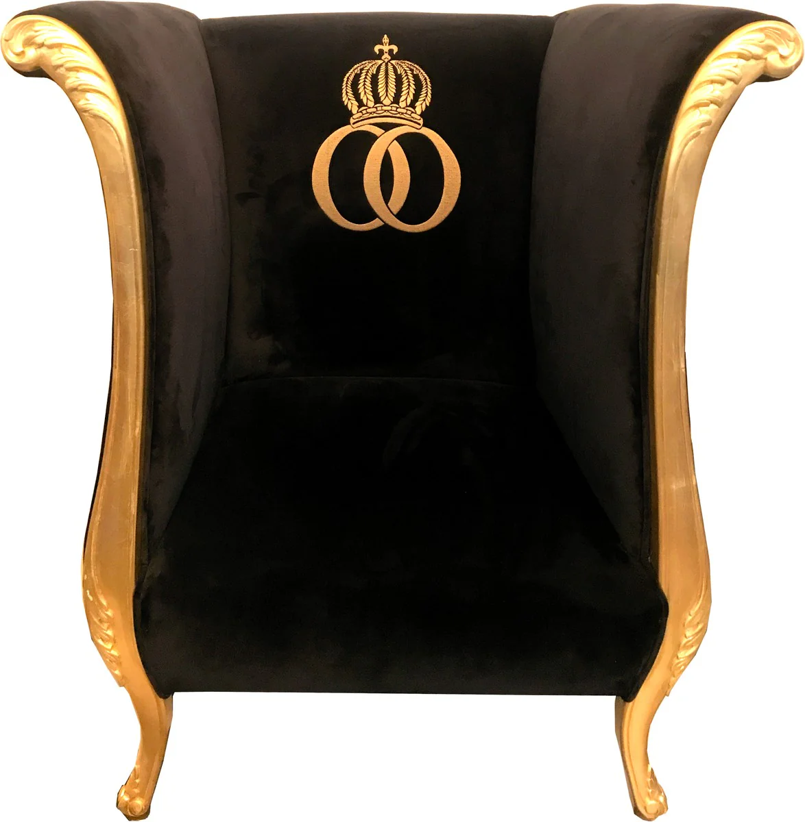 Extravagant Pompöös by luxury designer armchair by Harald Glööckler black / gold - Pompöös baroque armchair