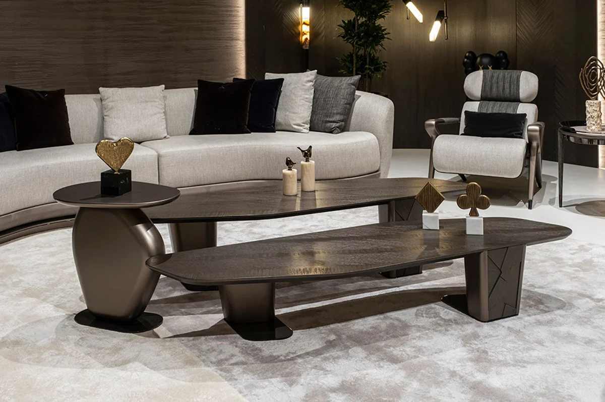 Luxury coffee table set of 2 dark brown / bronze - luxury living room tables - living room furniture - hotel furniture - luxury furniture