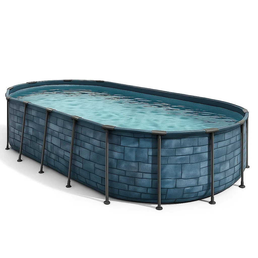 Ovaler, abnehmbarer Rohrpool mit Stahlrahmen 472x286x104 cm blau/grau gOzfLmA160Vc