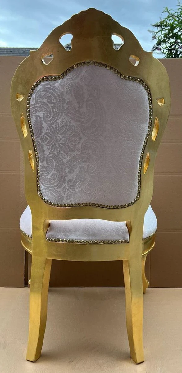 Luxury Baroque Dining Room Chair Gray / Gold - Handmade Baroque Style Chair with Pattern - Dining Room Furniture in Baroque Style - Baroque Furniture