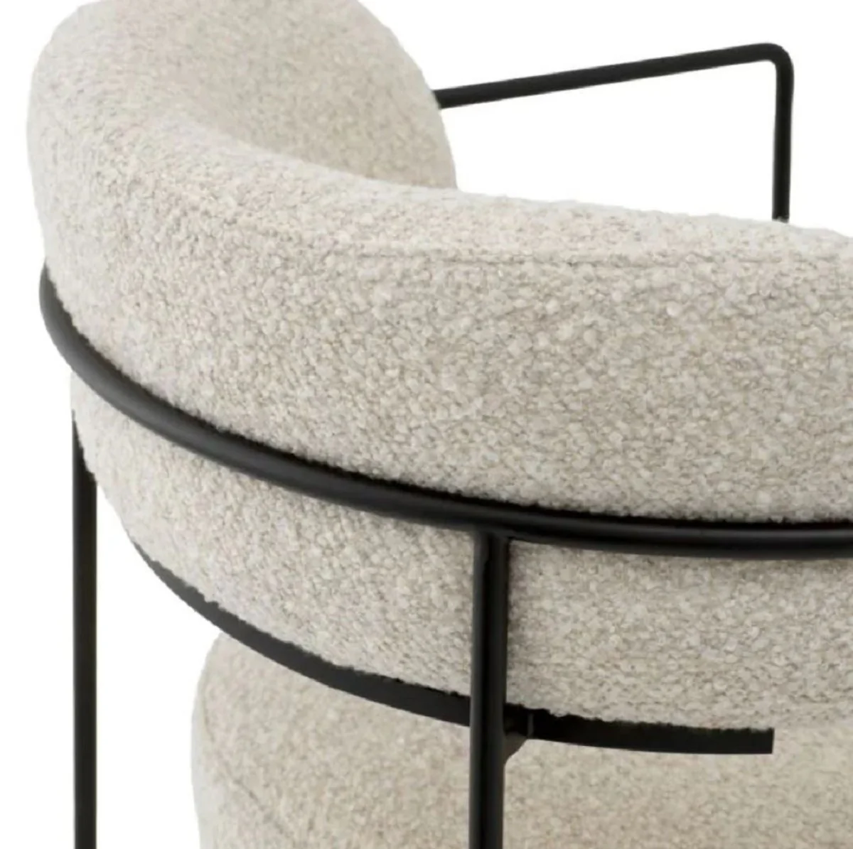 Luxus Esszimmer Stuhl mit Armlehnen Weiß / Schwarz H. 75 cm