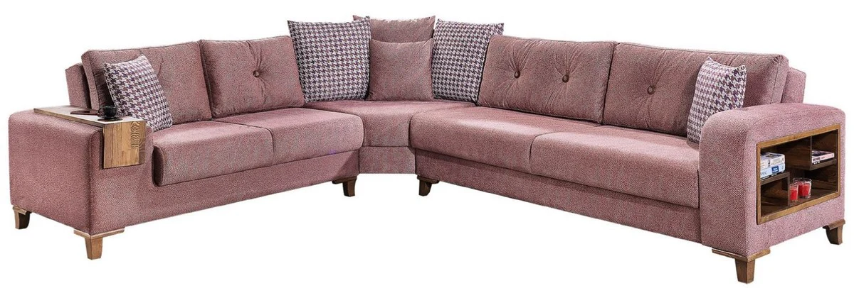 Luxury corner sofa bed pink / brown 330 x 270 x H. 80 cm - Modern corner sofa - Sofa bed - Living room sofa - Living room furniture