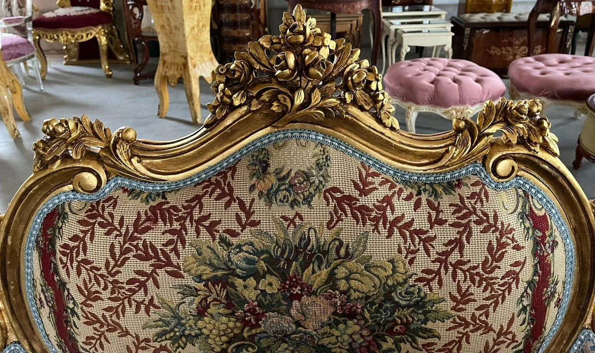 Baroque Sofa Multicolored / Gold - Handmade Living Room Sofa in Baroque Style - Magnificent Baroque Furniture - Baroque Style Living Room Furniture - Noble & Magnificent