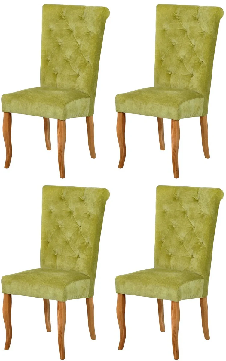 Chesterfield Neo Baroque Dining Room Chair Set of 4 Light Green / Natural Colors - Kitchen Chairs Set - Dining Room Furniture - Chesterfield Furniture - Neo Baroque Furniture