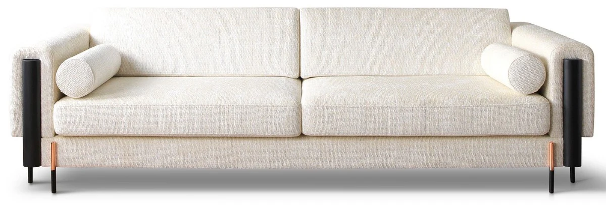 Luxury sofa cream white / matt black / copper 260 x 107 x H. 78 cm - living room sofa - hotel sofa - living room furniture - hotel furniture - luxury furniture - luxury furnishings