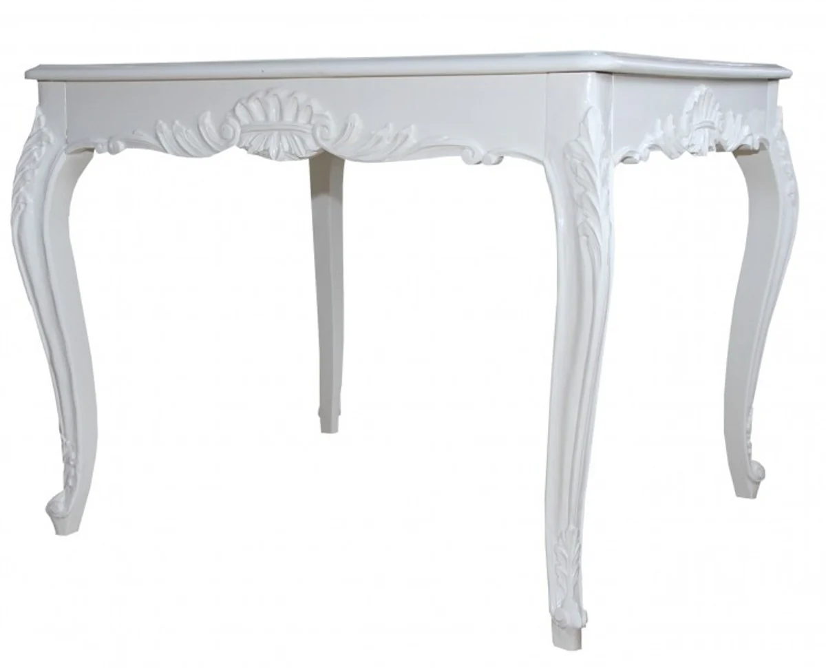 Baroque dining table white 100 cm x 100 cm - dining room table - antique style furniture