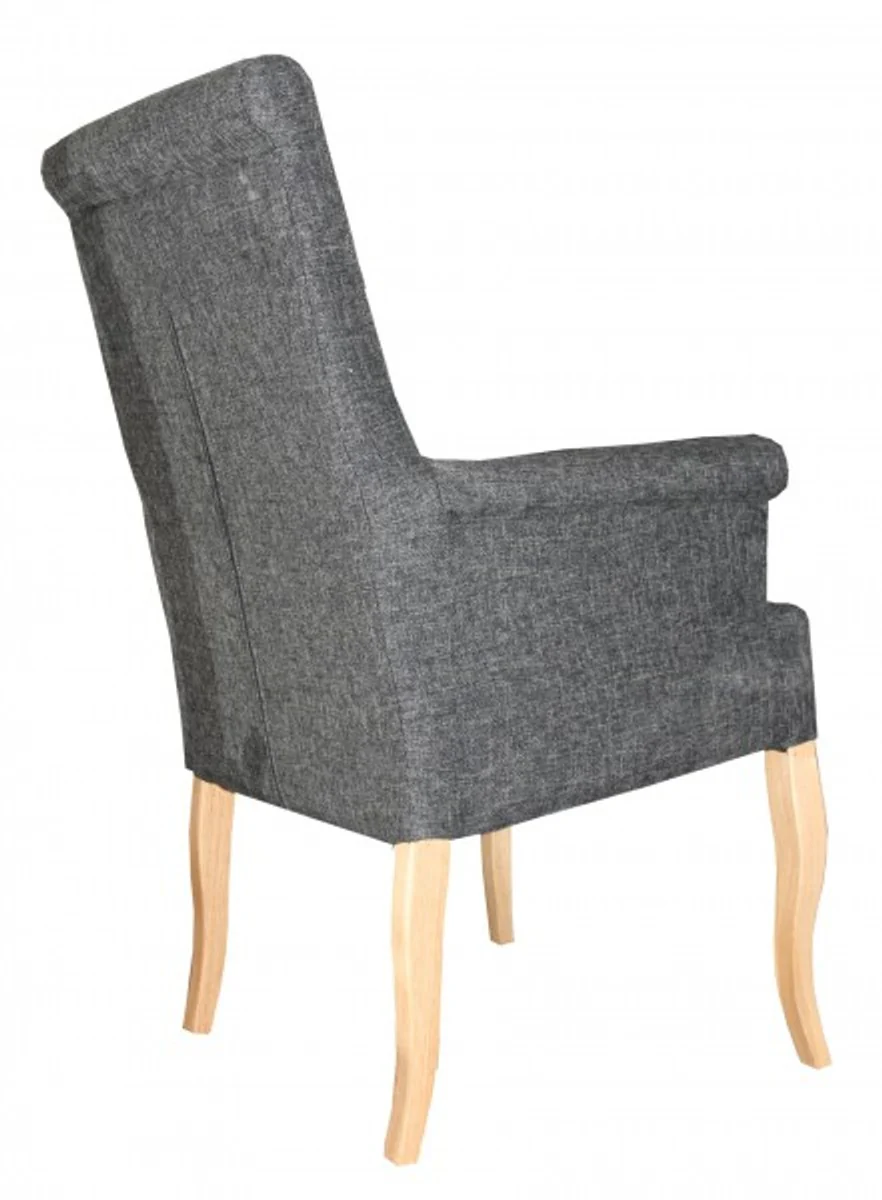 Luxury dining room chair gray with armrests - Baroque furniture