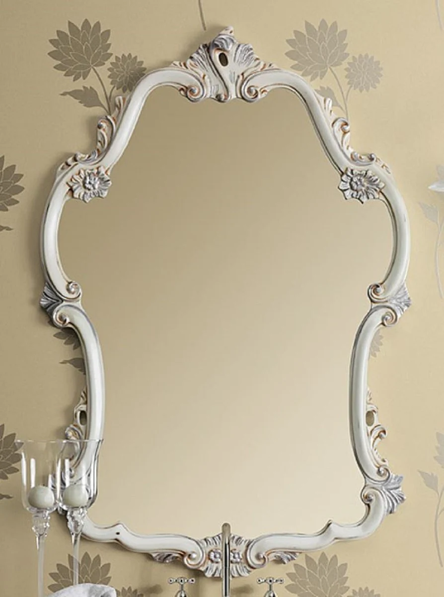 Luxury Baroque Mirror White / Silver - Magnificent Italian Baroque Style Wall Mirror - Baroque Furniture - Luxury Furniture in Baroque Style - Luxury Quality - Made in Italy