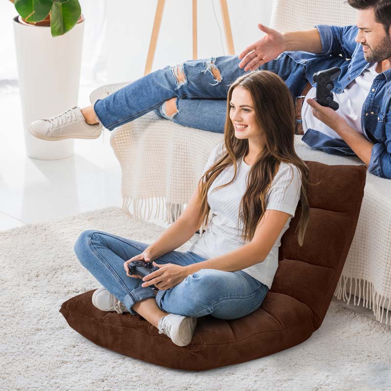 Memory Foam Floor Chair, 14-Position Adjustable Folding Gaming Sofa Chair with Back Support, Chaise Lounge Sofa Bed Recliner