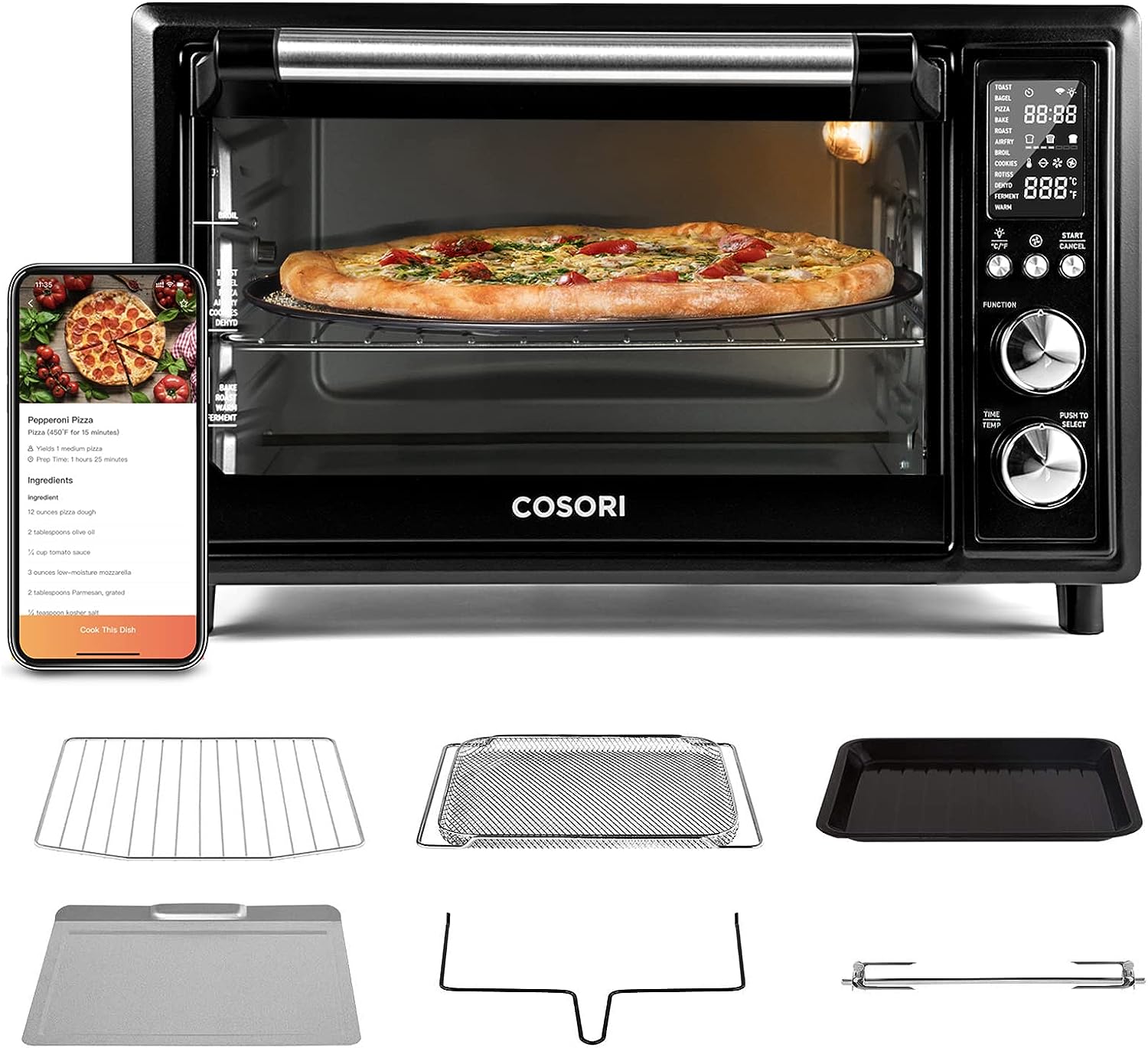 COSORI Air Fryer Toaster Oven Combo 12 Funktionen Smart 30L Large Countertop Dehydrator 13