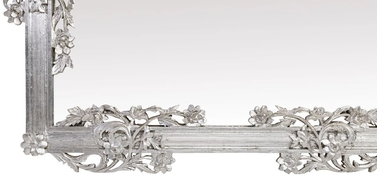 Baroque mirror silver 112 x 6 x H. 224 cm - Magnificent wall mirror with elegant decorations - Baroque wardrobe mirror - Baroque style wall mirror - Baroque furniture - Noble & magnificent