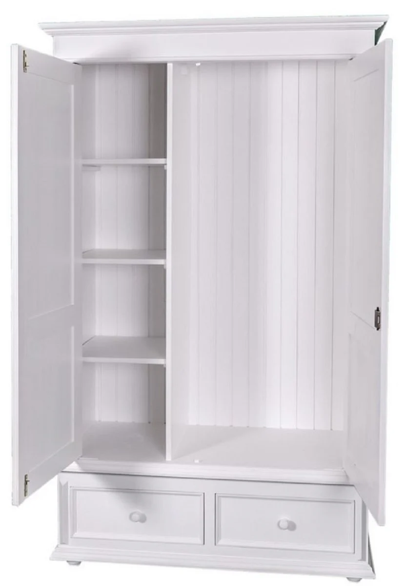 Country house style wardrobe white - clothes cupboard shabby H 206 cm W 127 cm D 61 cm - country house style furniture