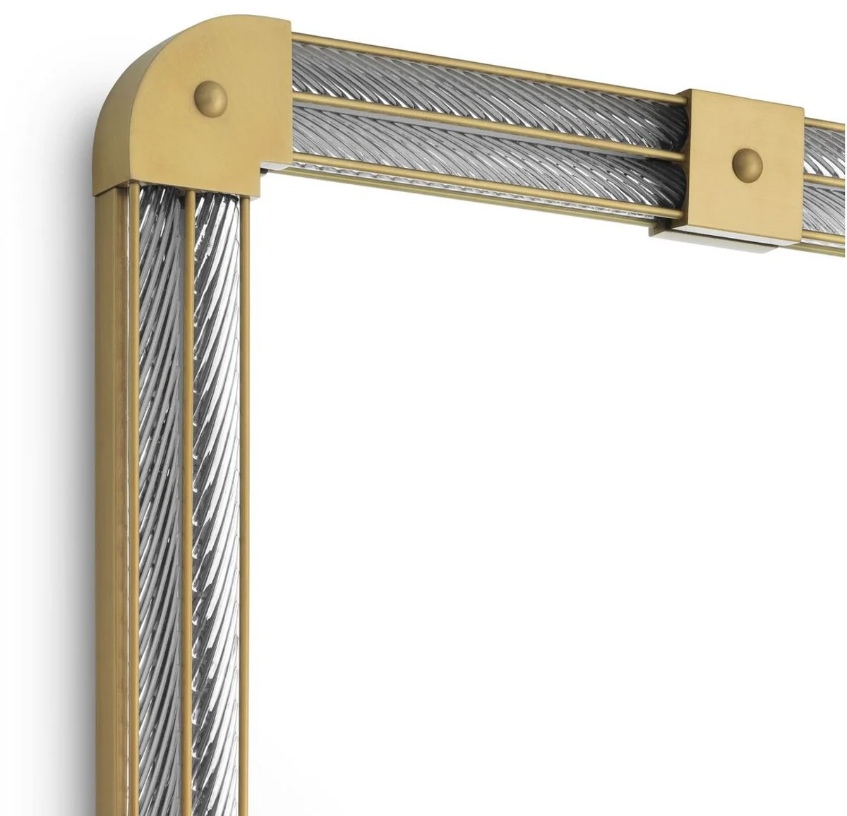 Luxury wall mirror antique brass color 80 x 5 x H. 122 cm - Illuminated living room mirror with handmade glass - Bedroom mirror - Cloakroom mirror - Luxury furniture