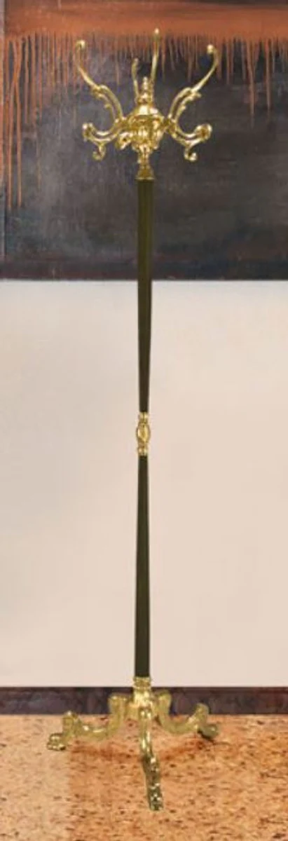Luxury Baroque coat rack gold / green 45 x 45 x H. 175 cm - Elegant brass clothes rack - Baroque hotel cloakroom furniture