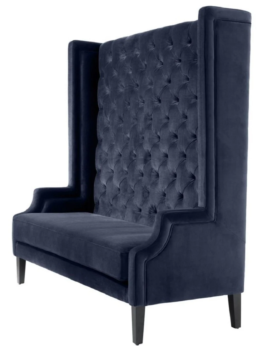 Luxury high-back sofa midnight blue / black 160 x 68 x H. 160 cm - Luxury Chesterfield velvet sofa
