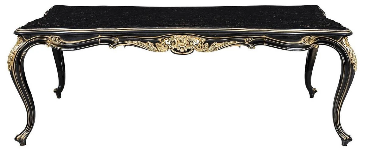 Luxury baroque dining table black / gold - noble solid wood dining room table - baroque dining room furniture - noble & magnificent interior