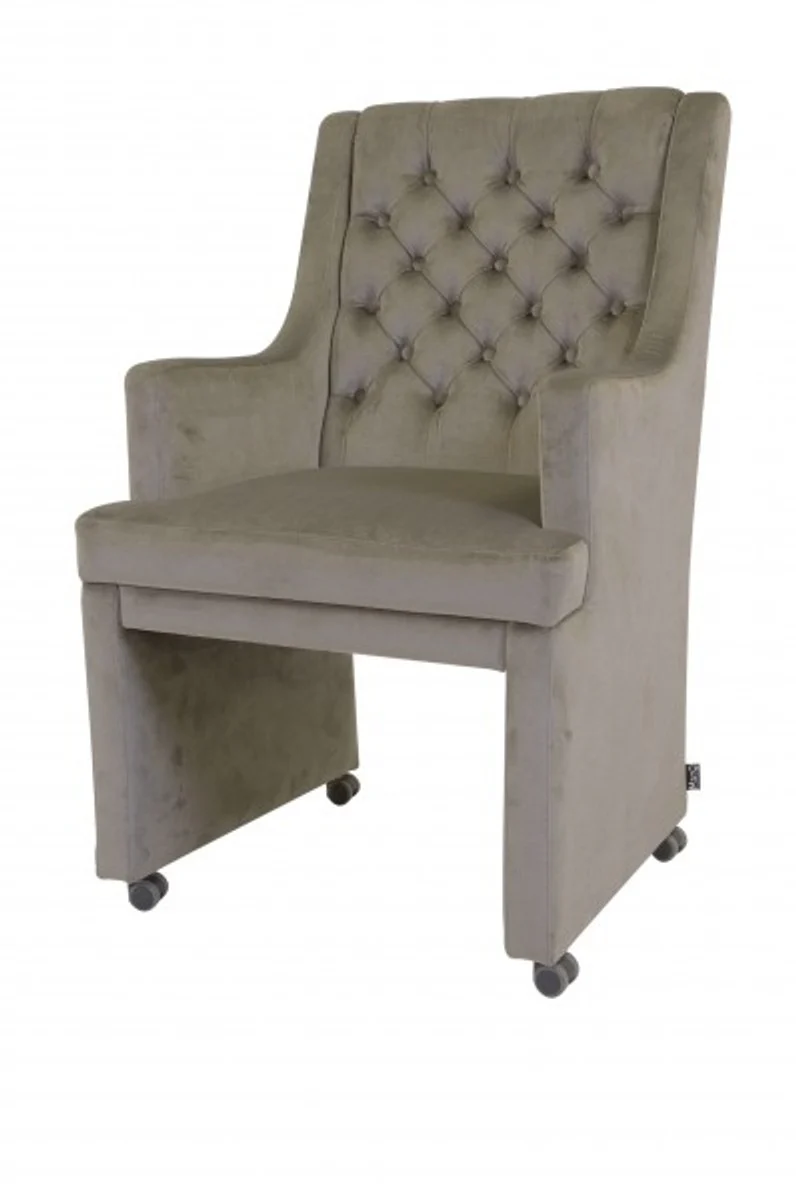 Designer dining room chair / armchair ModEF 313 gray velvet - hotel furnishings - armchair on wheels