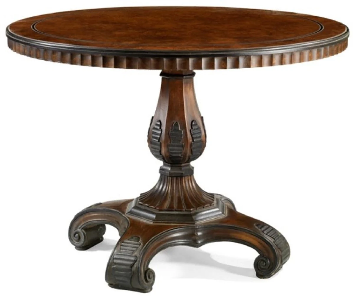 Luxury Baroque Dining Table Dark Brown / Black - Round Solid Wood Dining Room Table in Baroque Style - Baroque Dining Room & Hotel Furniture - Luxury Quality - Made in Italy
